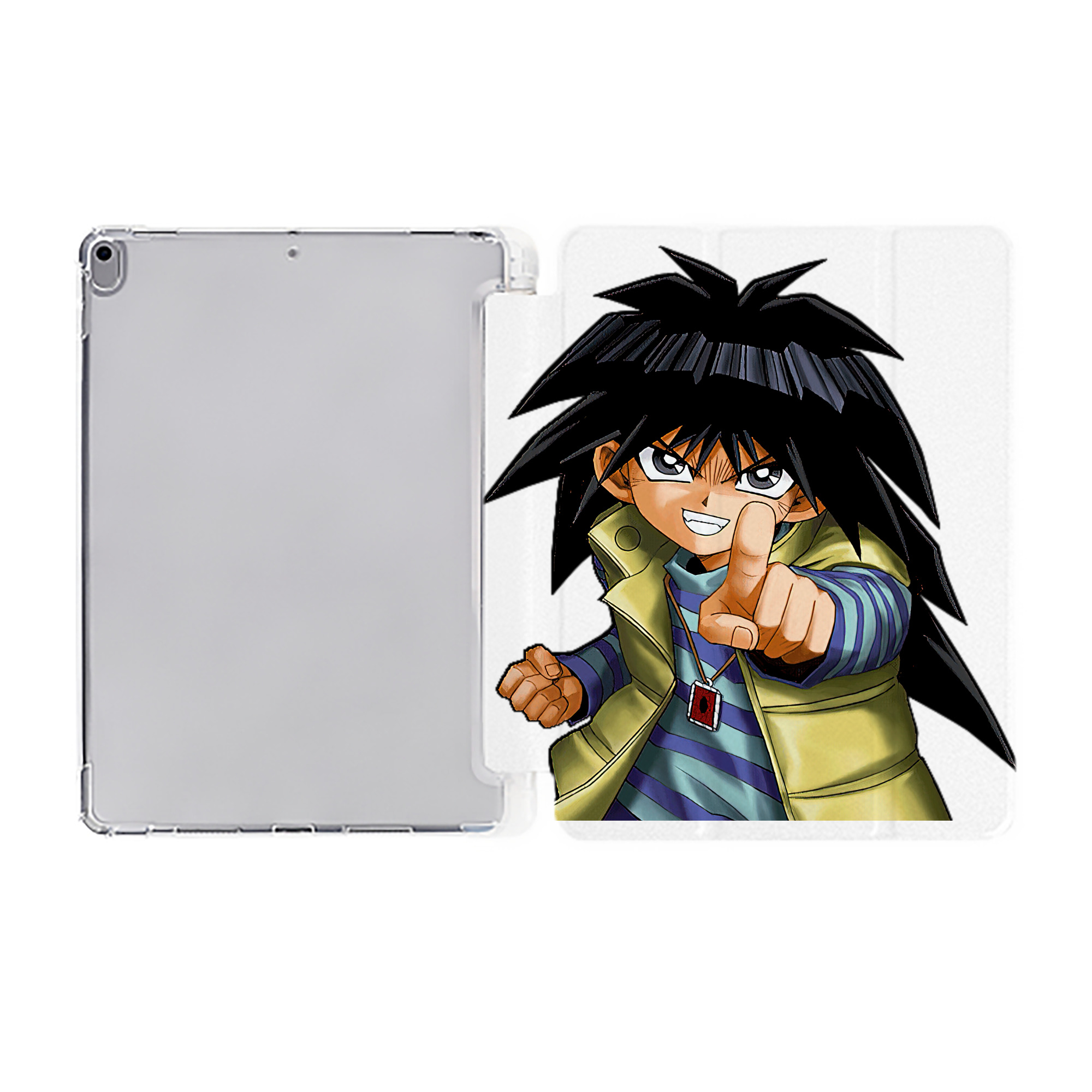 （画像用） 遊☆戯☆王 Yu-Gi-Oh! IPad ケース ペン収納付き 三つ折りスタンド PUレザー×シリコン 対応機種9.5/10.5/10.9インチ